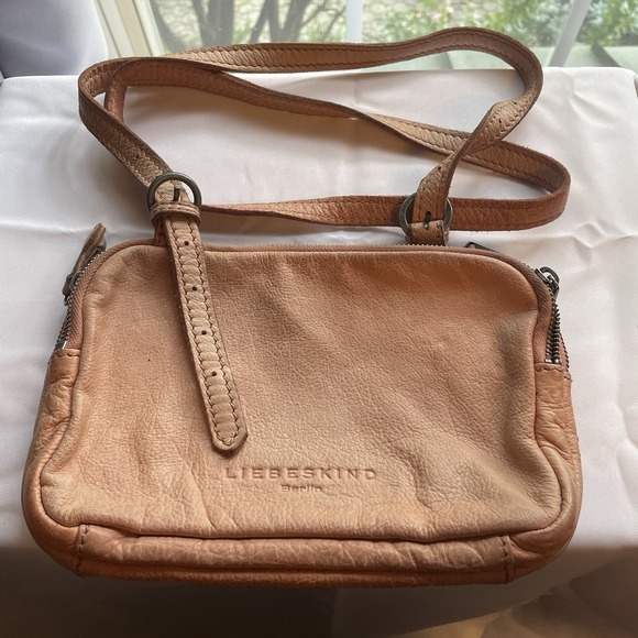 Liebeskind Maike Cross Body Leather Bag Purse Flap 3 Zip Sections Pink - Picture 1 of 16